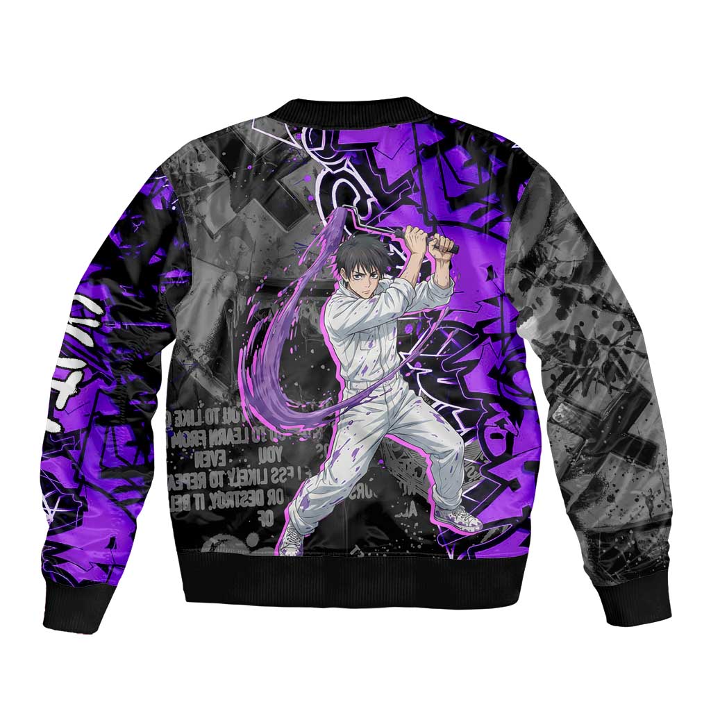 Yuta Okkotsu Jujutsu Kaisen Bomber Jacket Neon Graffiti Anime Fusion