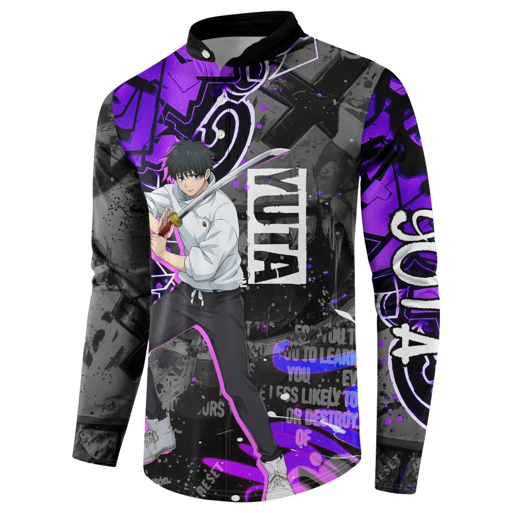 Yuta Okkotsu Jujutsu Kaisen Button Sweatshirt Neon Graffiti Anime Fusion