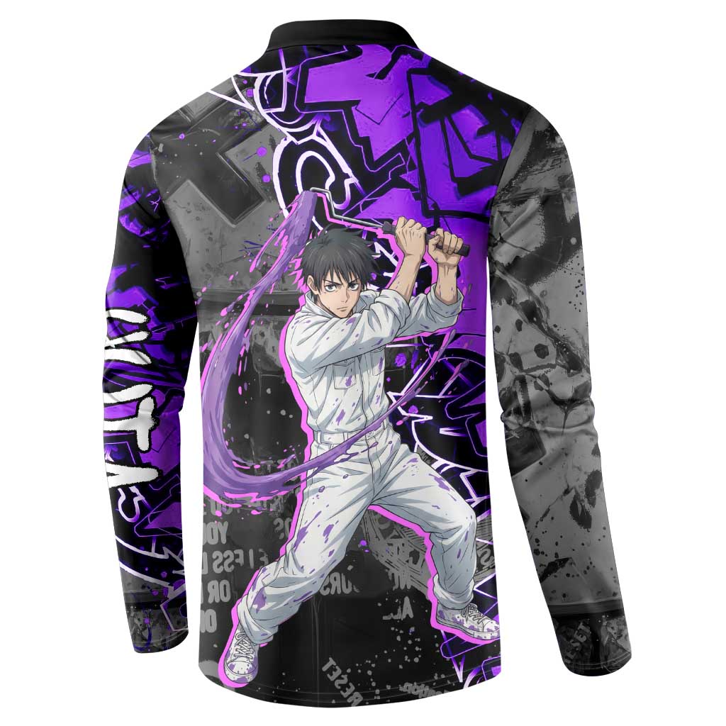 Yuta Okkotsu Jujutsu Kaisen Button Sweatshirt Neon Graffiti Anime Fusion