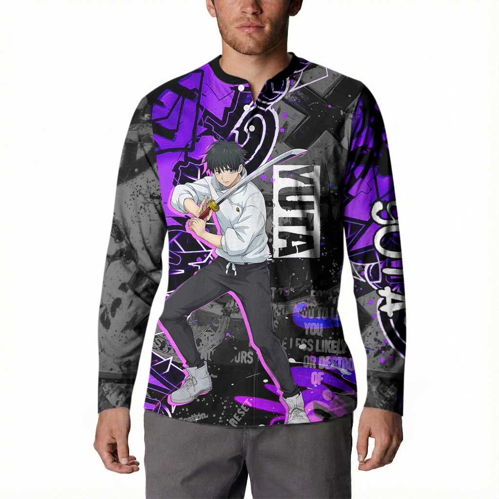 Yuta Okkotsu Jujutsu Kaisen Button Sweatshirt Neon Graffiti Anime Fusion