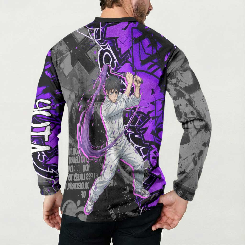 Yuta Okkotsu Jujutsu Kaisen Button Sweatshirt Neon Graffiti Anime Fusion