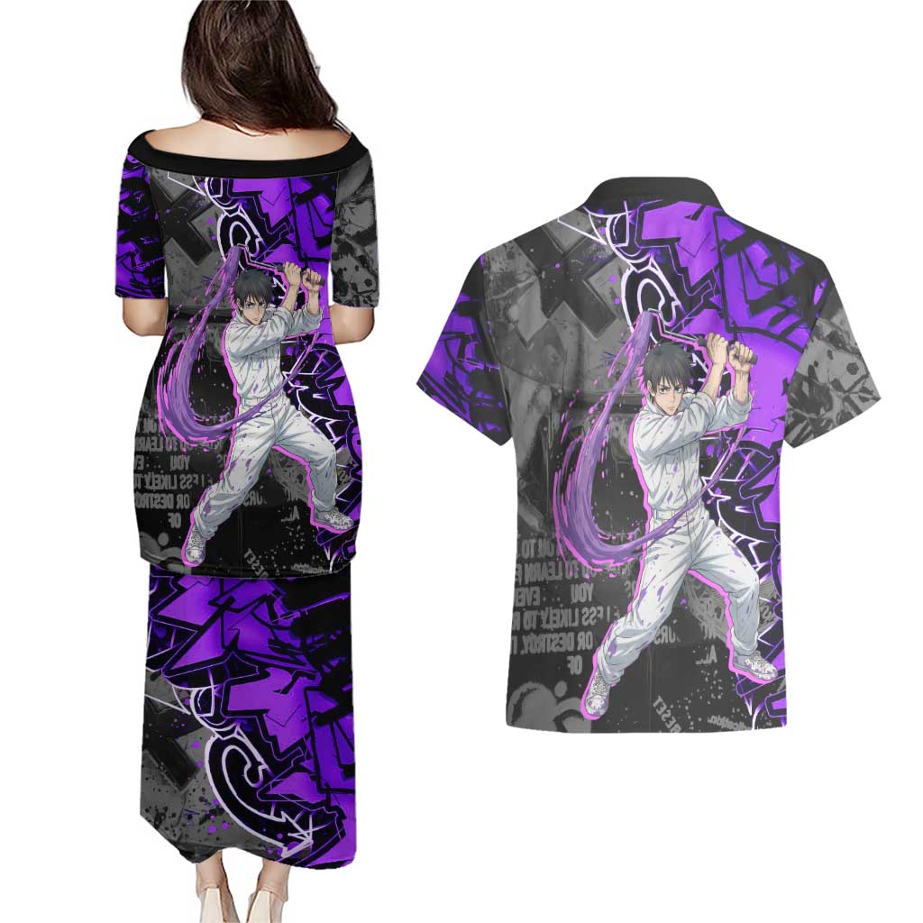 Yuta Okkotsu Jujutsu Kaisen Couples Matching Puletasi and Hawaiian Shirt Neon Graffiti Anime Fusion