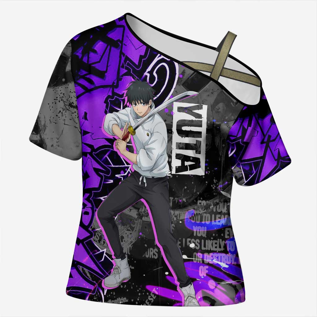Yuta Okkotsu Jujutsu Kaisen Cross Shoulder Shirt Neon Graffiti Anime Fusion