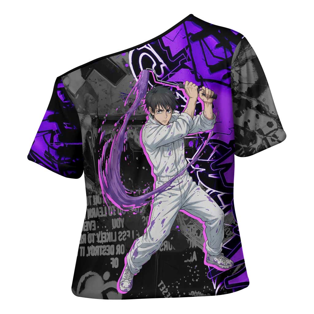 Yuta Okkotsu Jujutsu Kaisen Cross Shoulder Shirt Neon Graffiti Anime Fusion