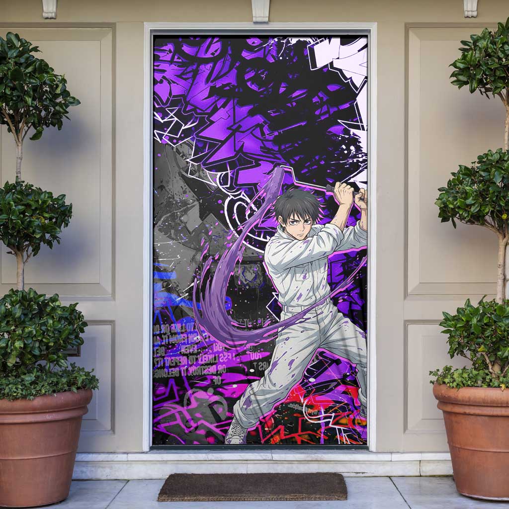 Yuta Okkotsu Jujutsu Kaisen Door Cover Neon Graffiti Anime Fusion