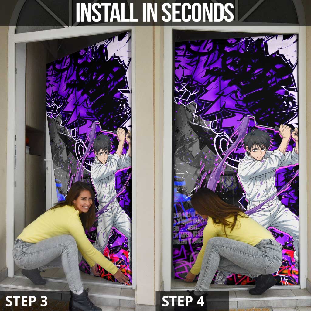 Yuta Okkotsu Jujutsu Kaisen Door Cover Neon Graffiti Anime Fusion