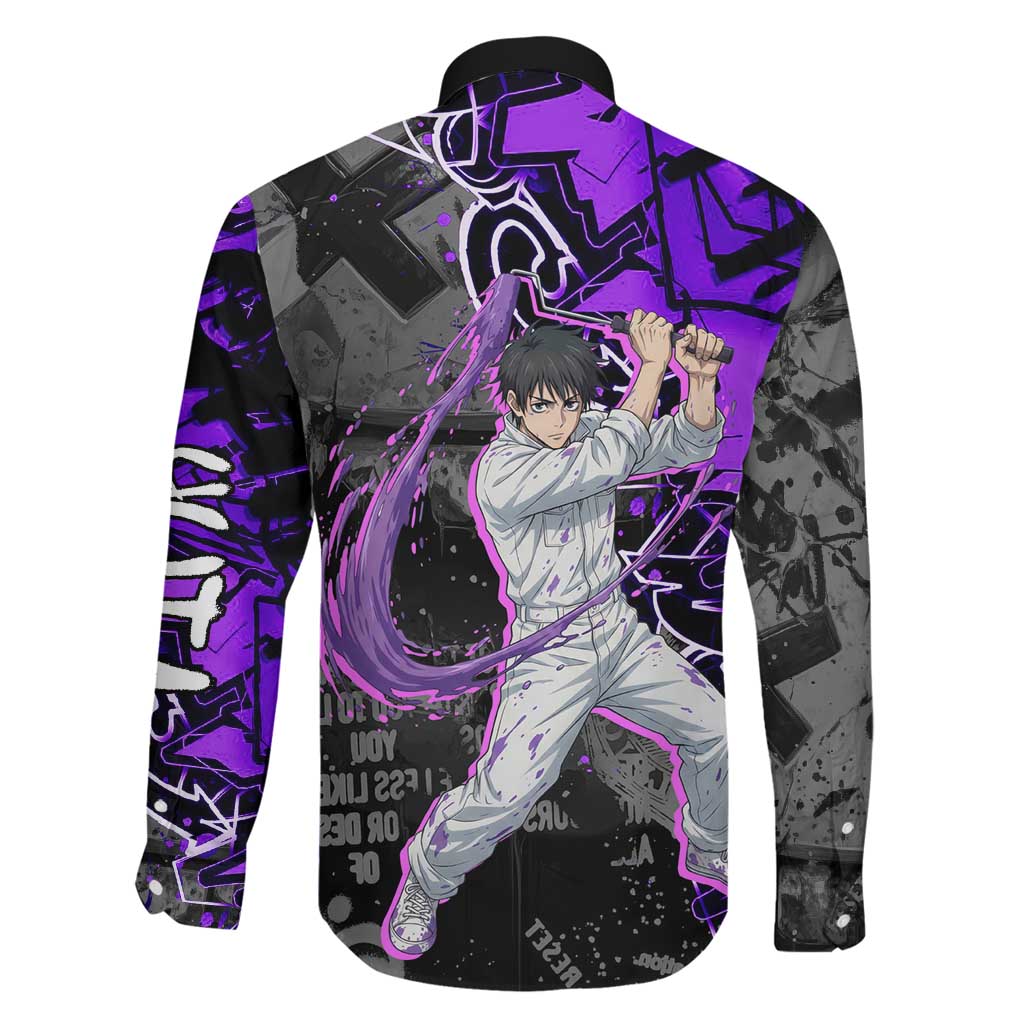 Yuta Okkotsu Jujutsu Kaisen Family Matching Long Sleeve Bodycon Dress and Hawaiian Shirt Neon Graffiti Anime Fusion