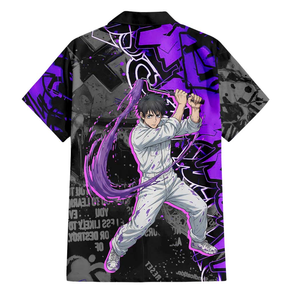 Yuta Okkotsu Jujutsu Kaisen Family Matching Off Shoulder Maxi Dress and Hawaiian Shirt Neon Graffiti Anime Fusion