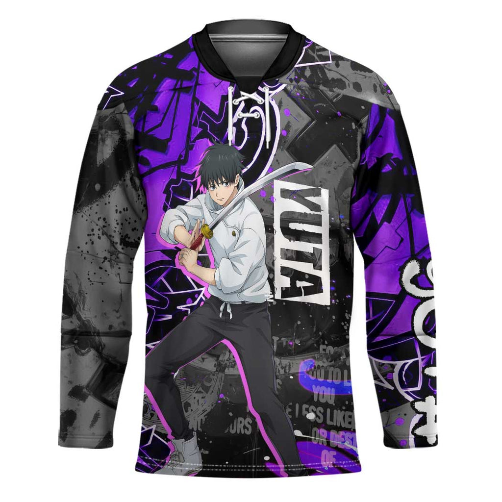 Yuta Okkotsu Jujutsu Kaisen Hockey Jersey Neon Graffiti Anime Fusion