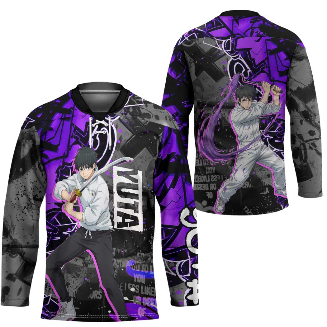 Yuta Okkotsu Jujutsu Kaisen Hockey Jersey Neon Graffiti Anime Fusion