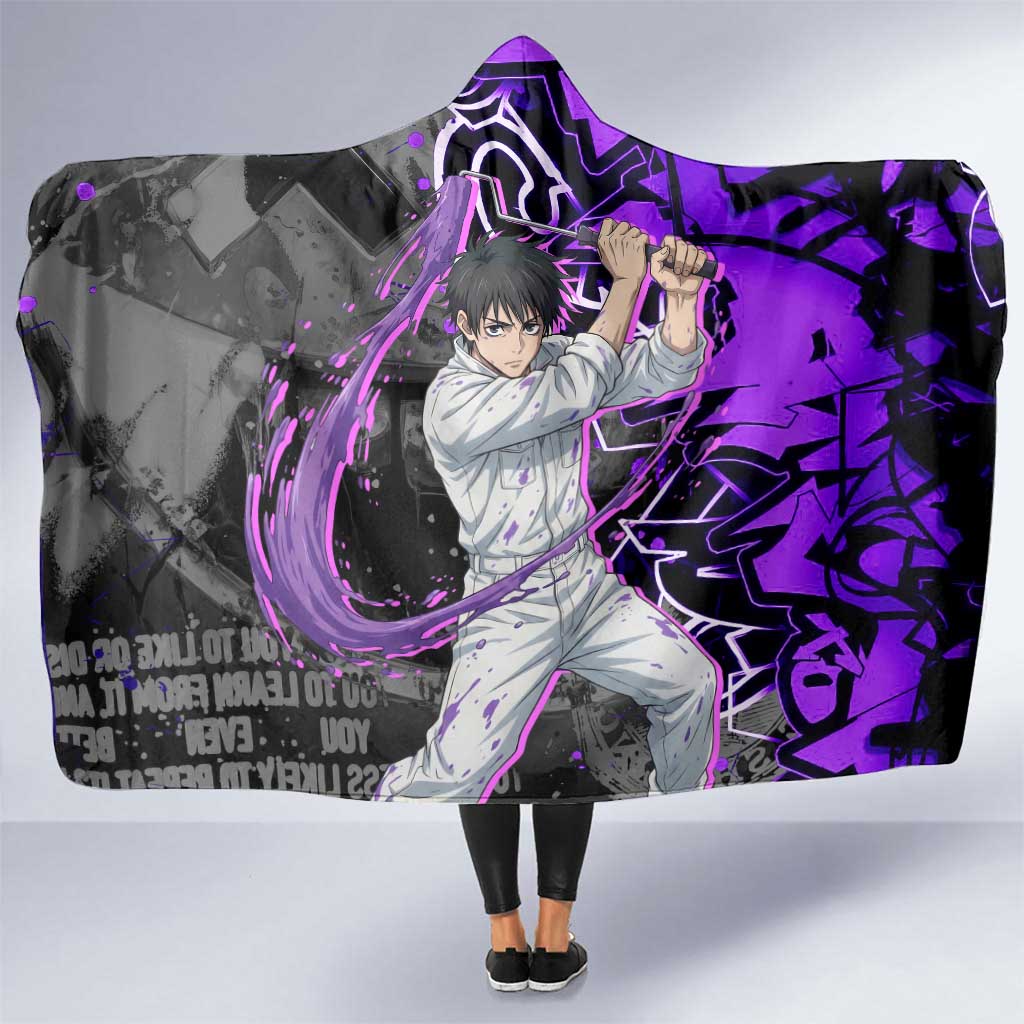 Yuta Okkotsu Jujutsu Kaisen Hooded Blanket Neon Graffiti Anime Fusion