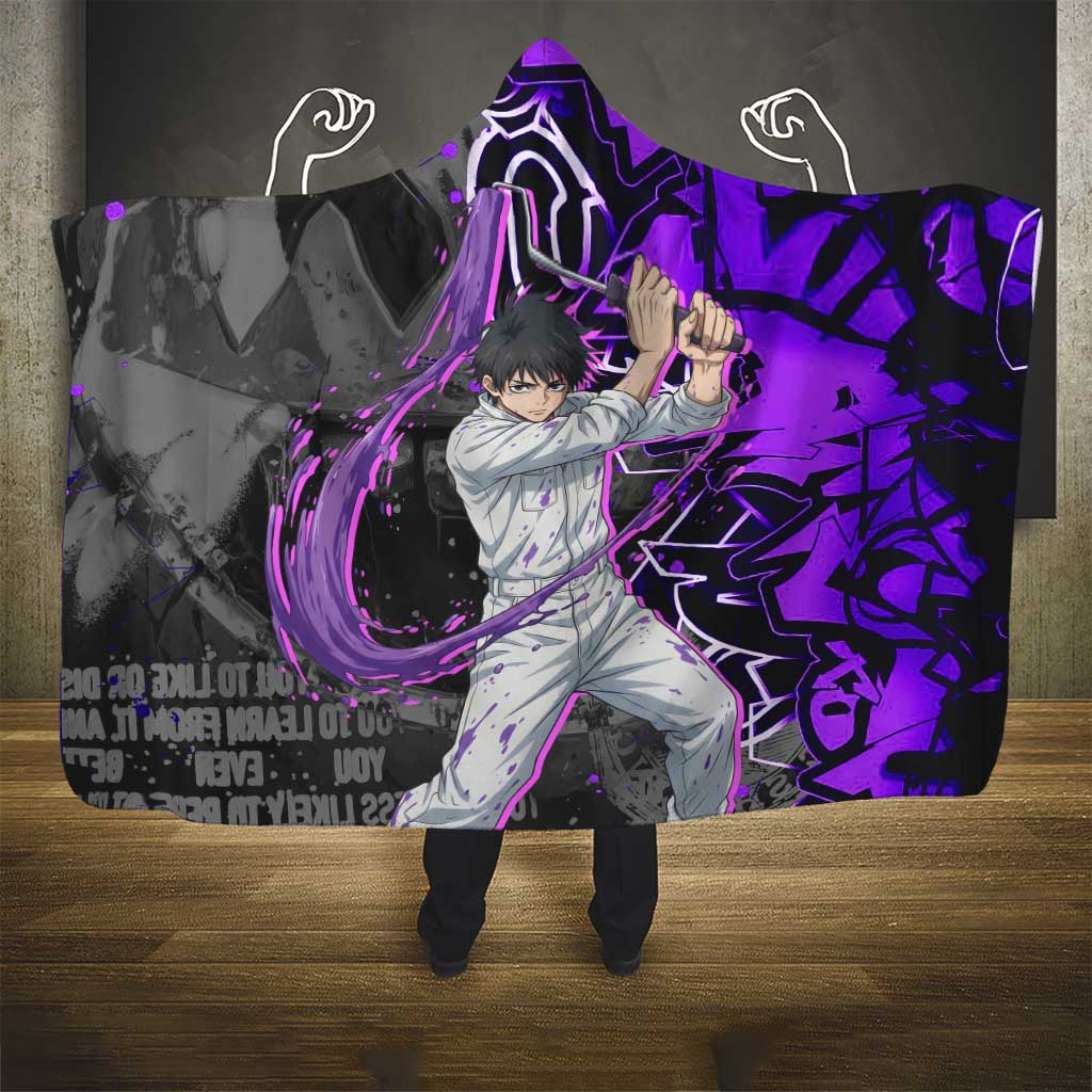 Yuta Okkotsu Jujutsu Kaisen Hooded Blanket Neon Graffiti Anime Fusion