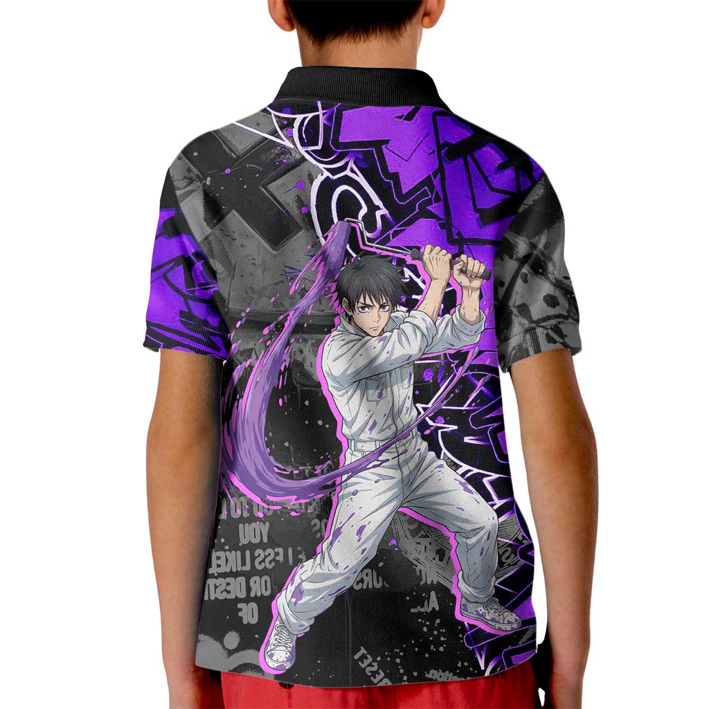 Yuta Okkotsu Jujutsu Kaisen Kid Polo Shirt Neon Graffiti Anime Fusion