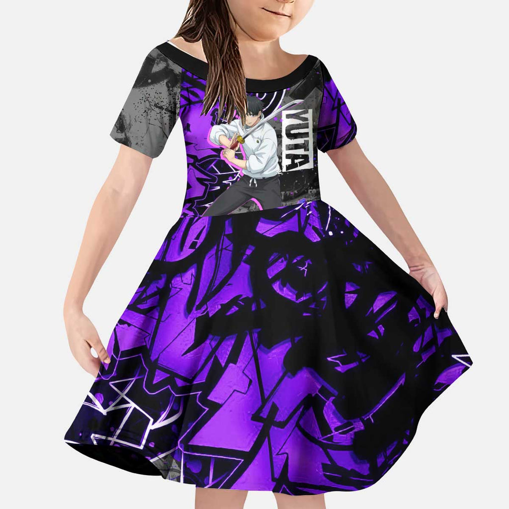 Yuta Okkotsu Jujutsu Kaisen Kid Short Sleeve Dress Neon Graffiti Anime Fusion