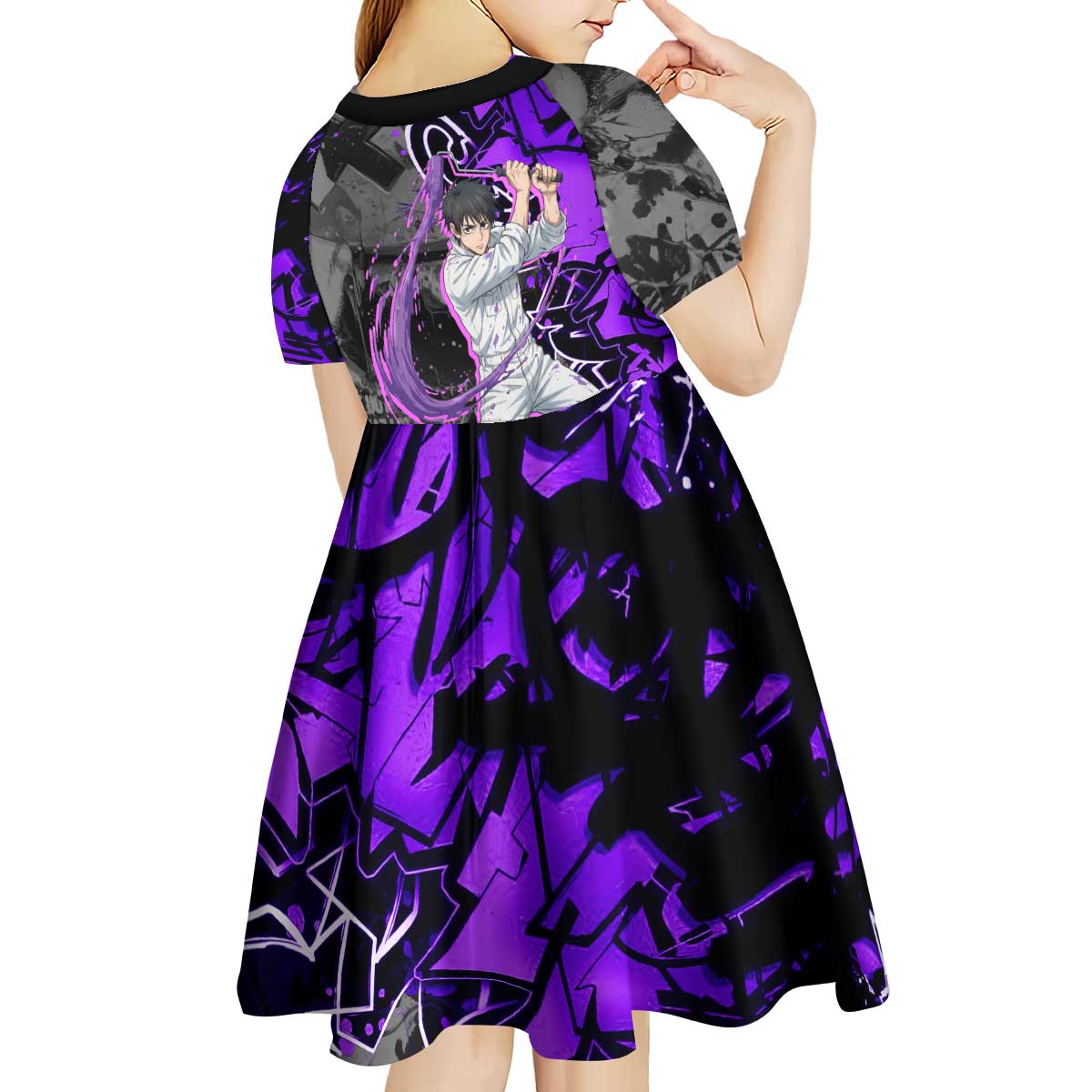 Yuta Okkotsu Jujutsu Kaisen Kid Short Sleeve Dress Neon Graffiti Anime Fusion