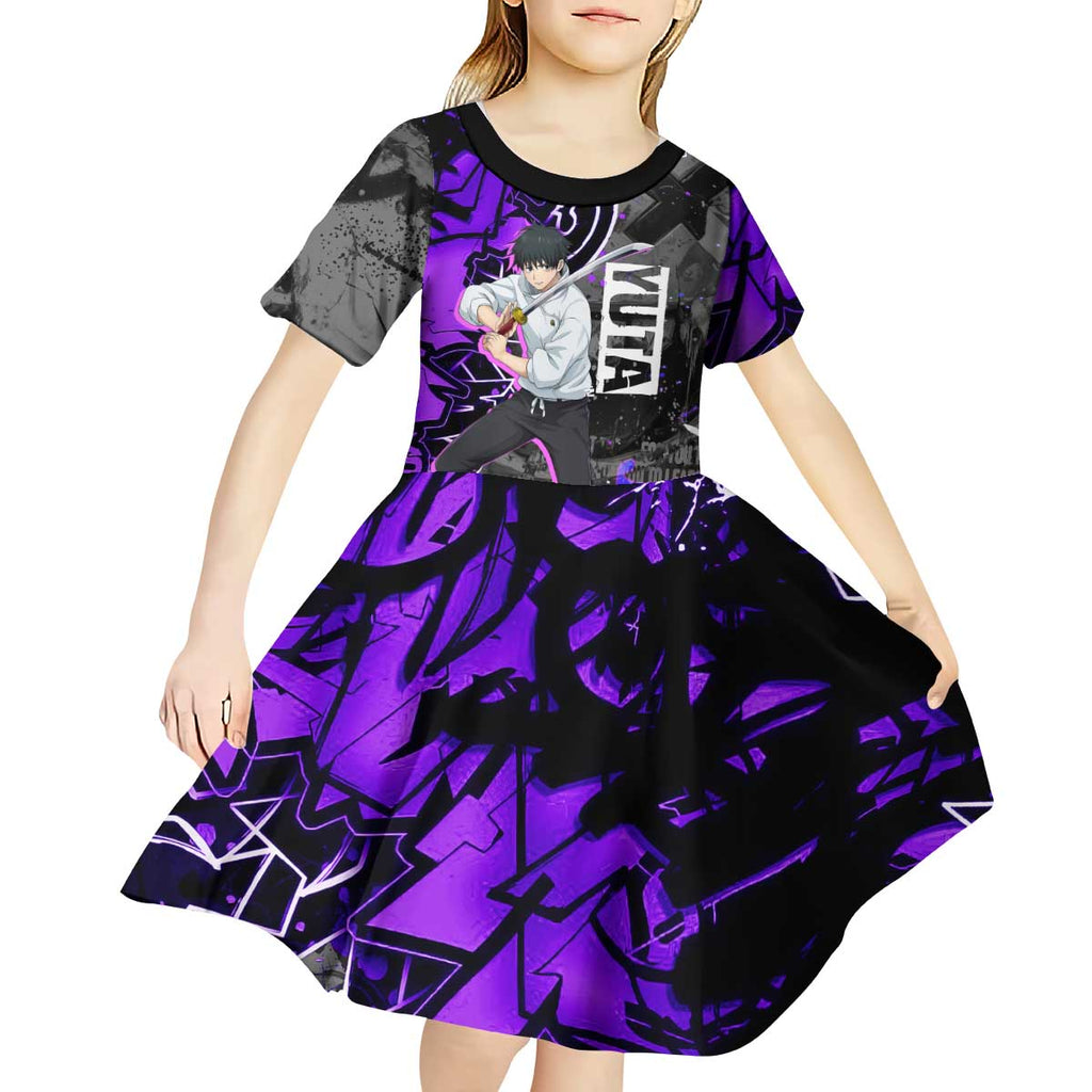 Yuta Okkotsu Jujutsu Kaisen Kid Short Sleeve Dress Neon Graffiti Anime Fusion