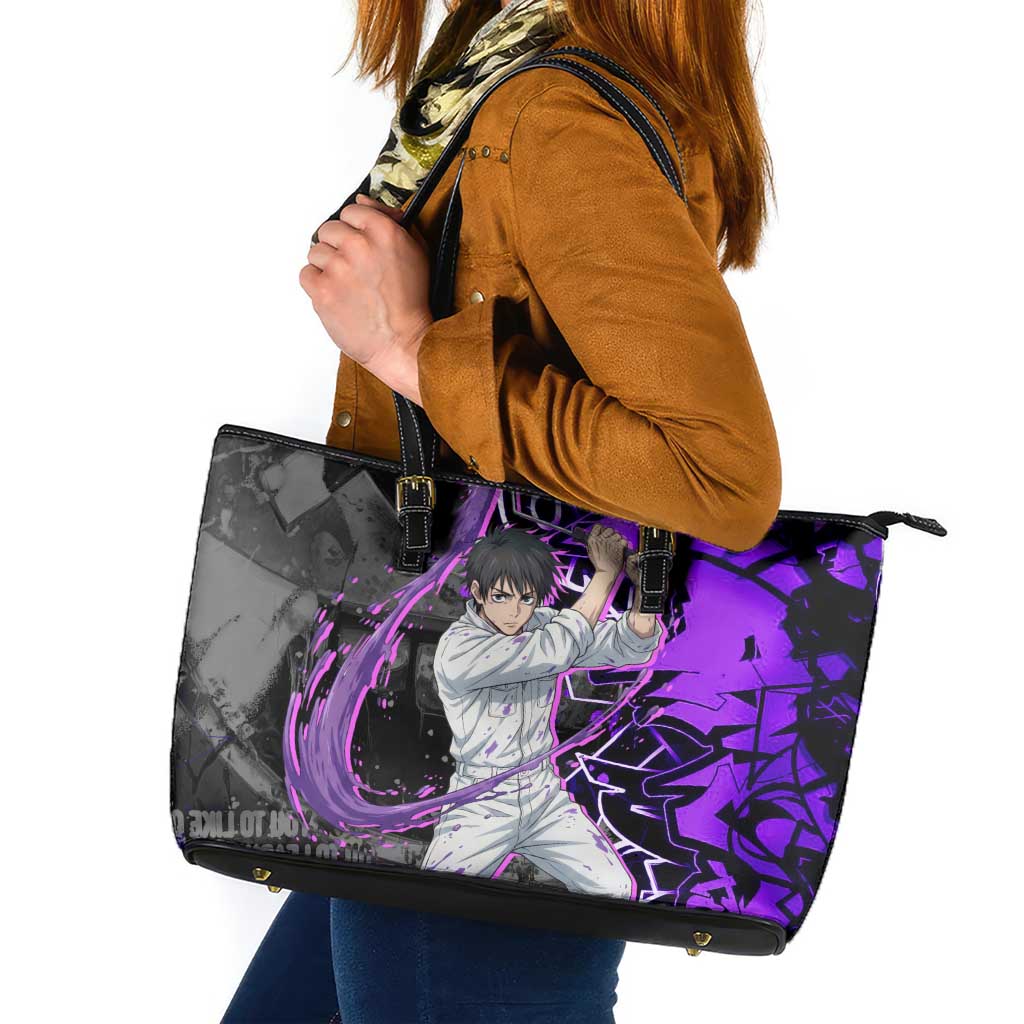 Yuta Okkotsu Jujutsu Kaisen Leather Tote Bag Neon Graffiti Anime Fusion