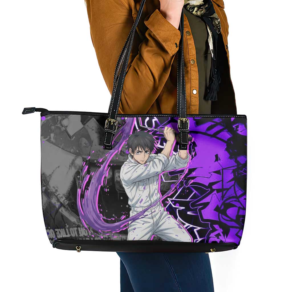 Yuta Okkotsu Jujutsu Kaisen Leather Tote Bag Neon Graffiti Anime Fusion