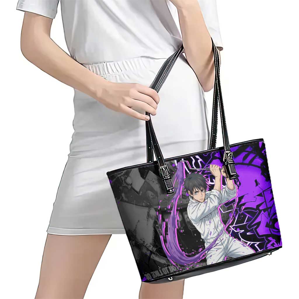 Yuta Okkotsu Jujutsu Kaisen Leather Tote Bag Neon Graffiti Anime Fusion