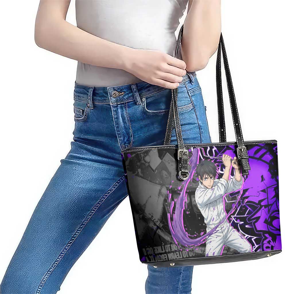 Yuta Okkotsu Jujutsu Kaisen Leather Tote Bag Neon Graffiti Anime Fusion
