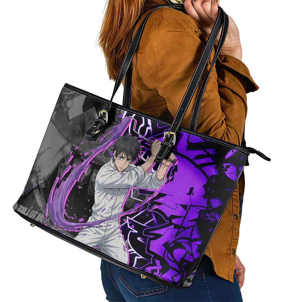 Yuta Okkotsu Jujutsu Kaisen Leather Tote Bag Neon Graffiti Anime Fusion