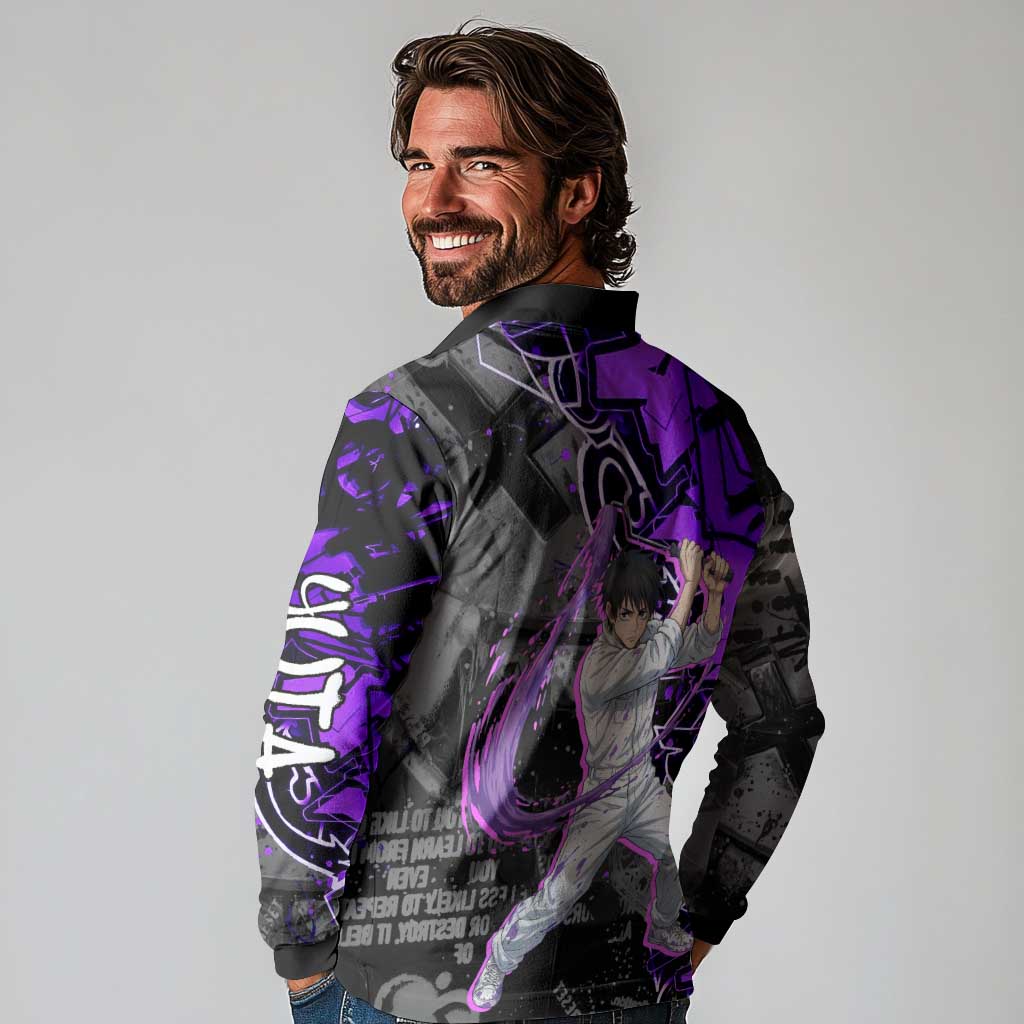 Yuta Okkotsu Jujutsu Kaisen Long Sleeve Polo Shirt Neon Graffiti Anime Fusion