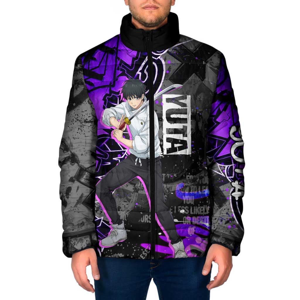 Yuta Okkotsu Jujutsu Kaisen Padded Jacket Neon Graffiti Anime Fusion