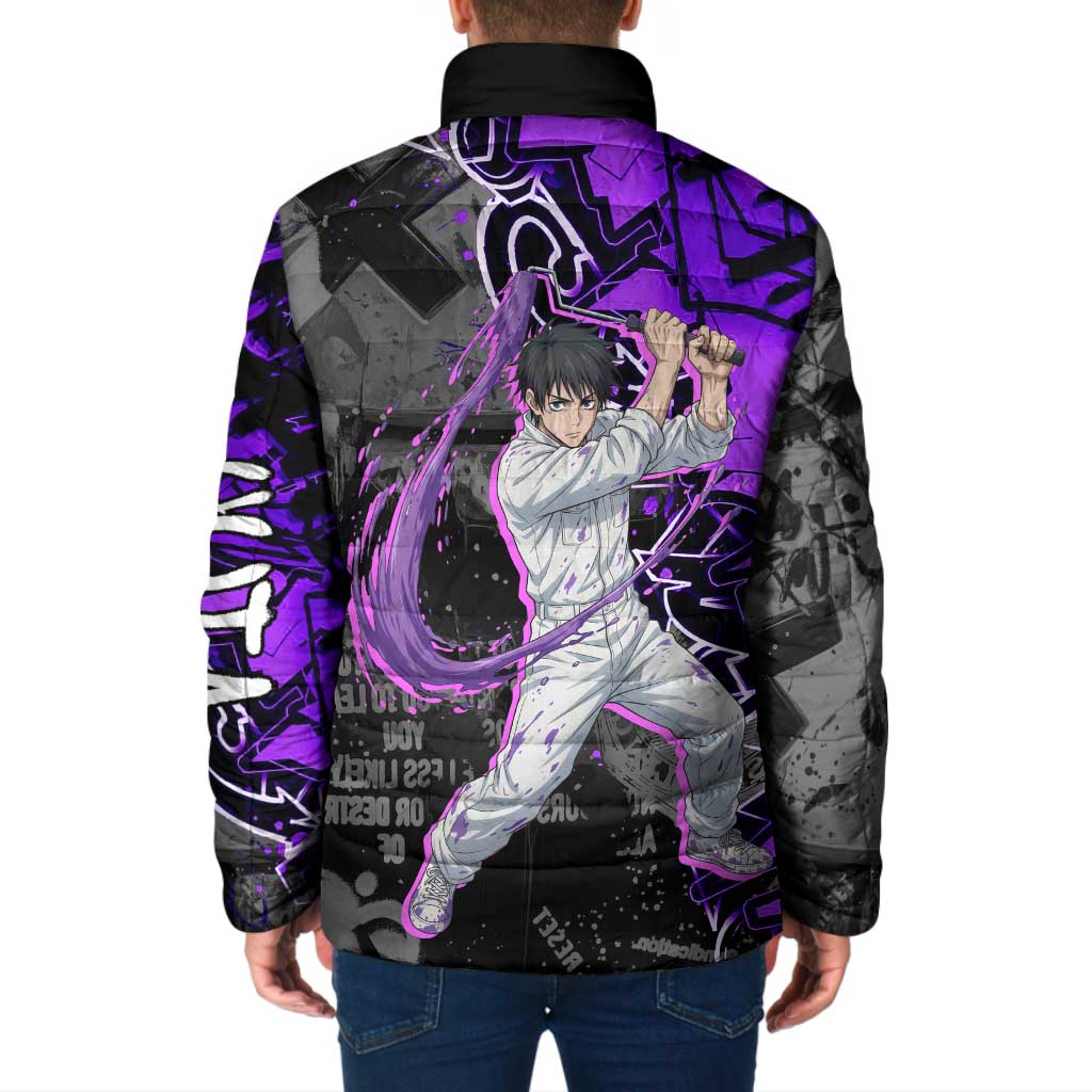 Yuta Okkotsu Jujutsu Kaisen Padded Jacket Neon Graffiti Anime Fusion