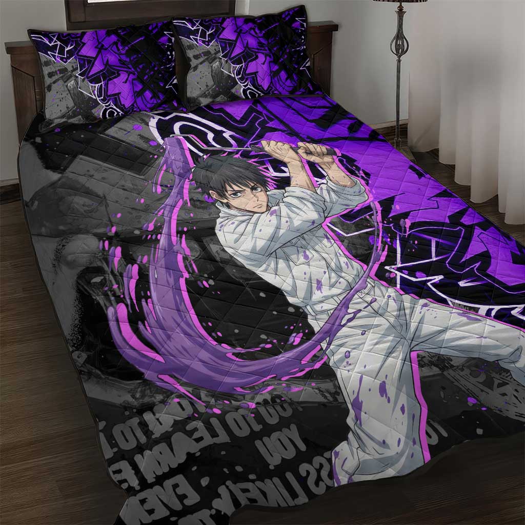 Yuta Okkotsu Jujutsu Kaisen Quilt Bed Set Neon Graffiti Anime Fusion