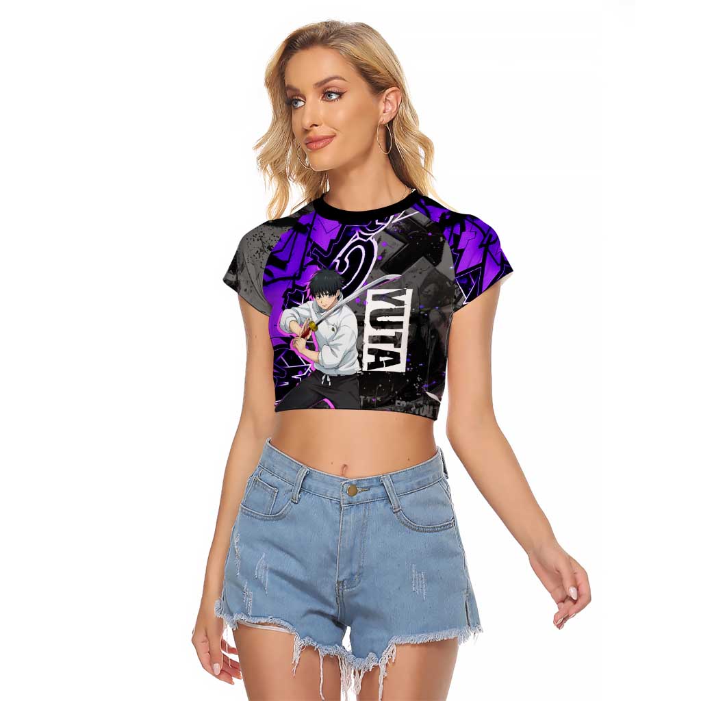 Yuta Okkotsu Jujutsu Kaisen Raglan Cropped T Shirt Neon Graffiti Anime Fusion