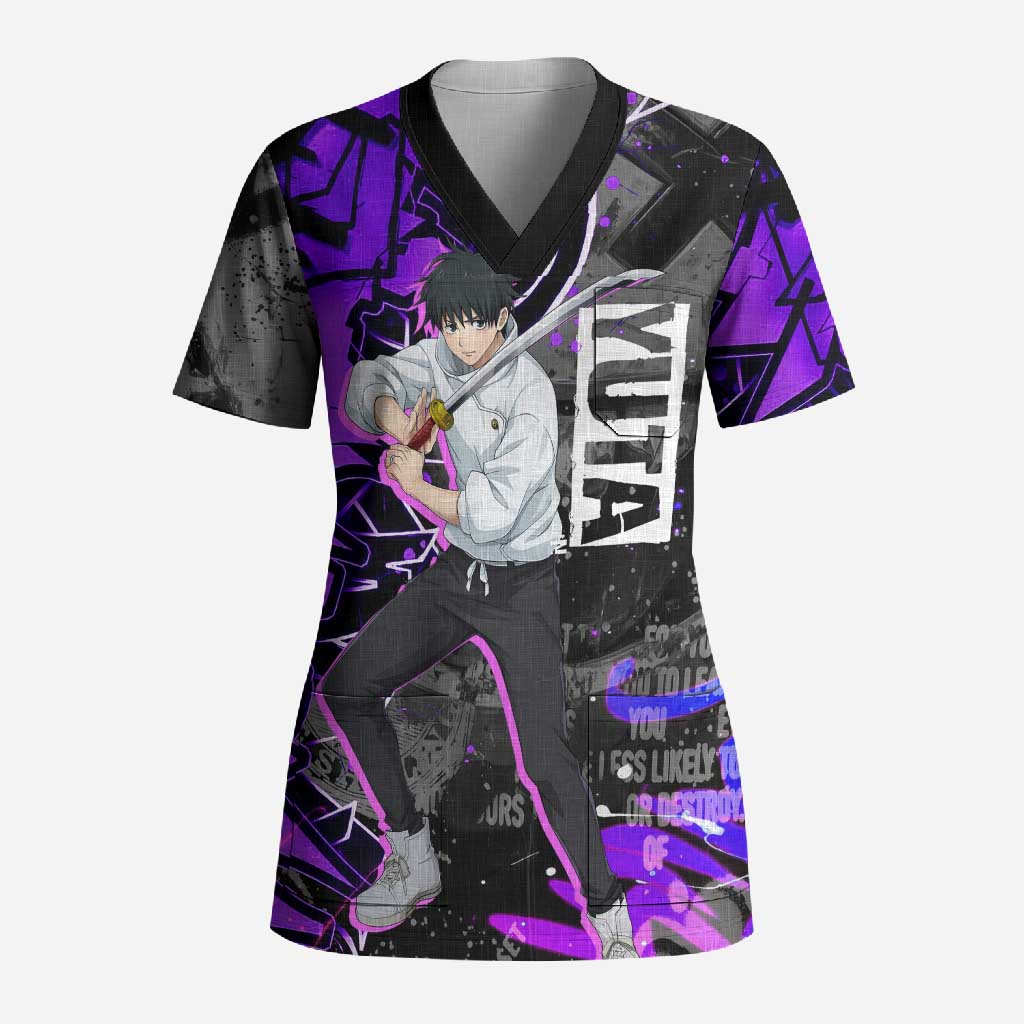 Yuta Okkotsu Jujutsu Kaisen Scrub Top Neon Graffiti Anime Fusion
