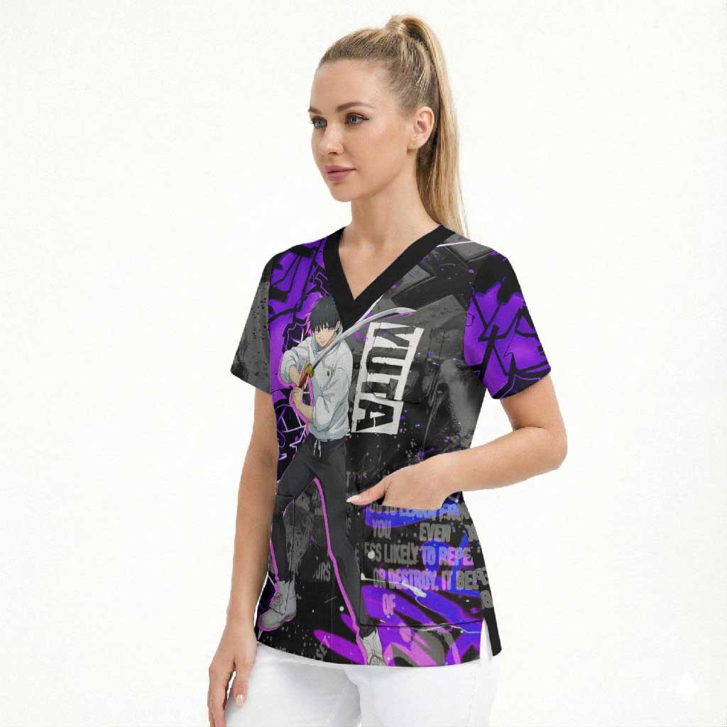 Yuta Okkotsu Jujutsu Kaisen Scrub Top Neon Graffiti Anime Fusion