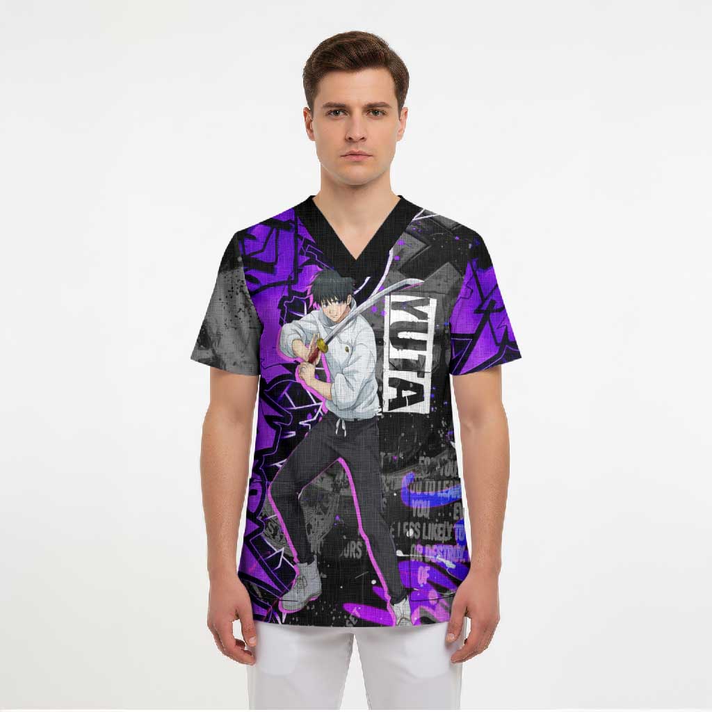 Yuta Okkotsu Jujutsu Kaisen Scrub Top Neon Graffiti Anime Fusion