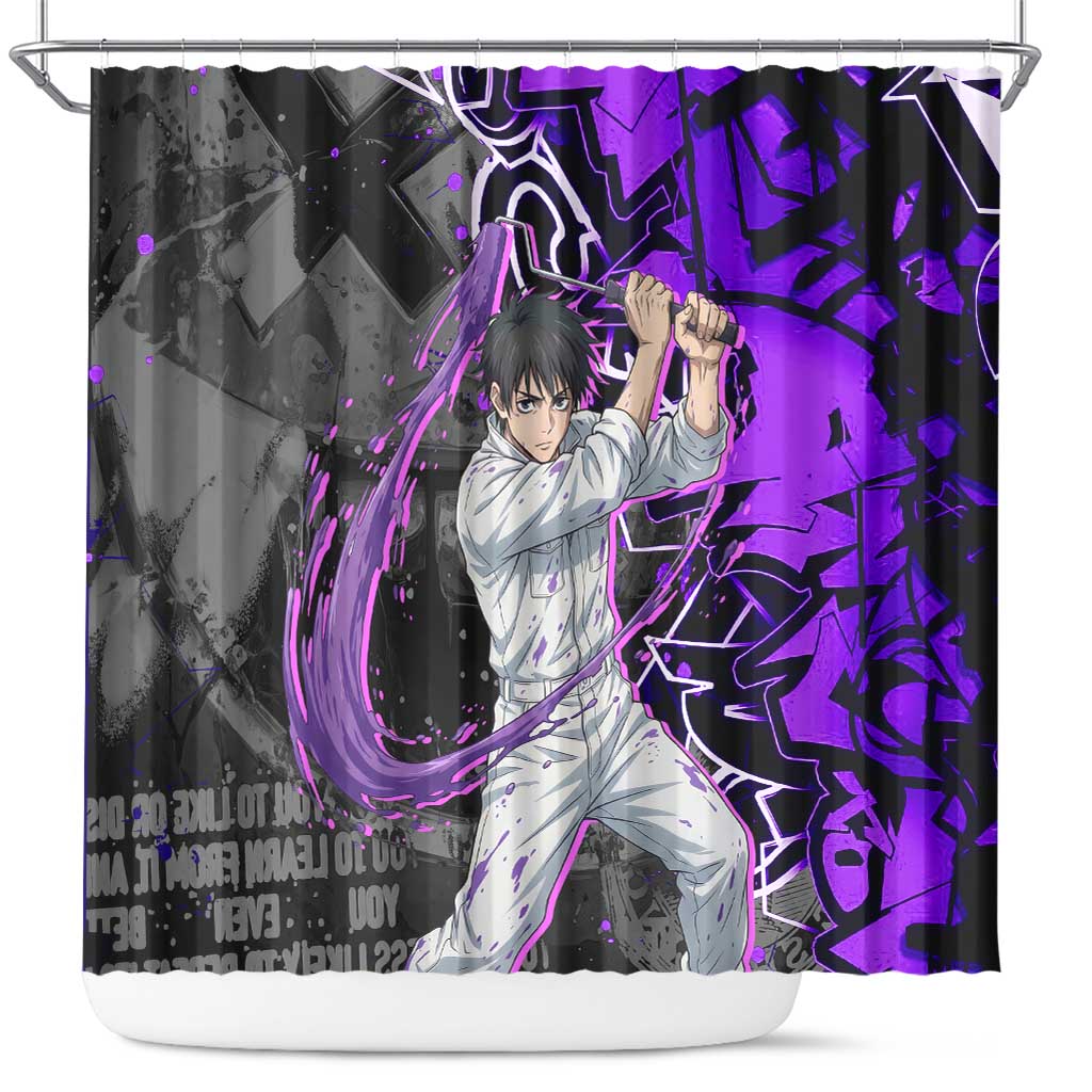 Yuta Okkotsu Jujutsu Kaisen Shower Curtain Neon Graffiti Anime Fusion