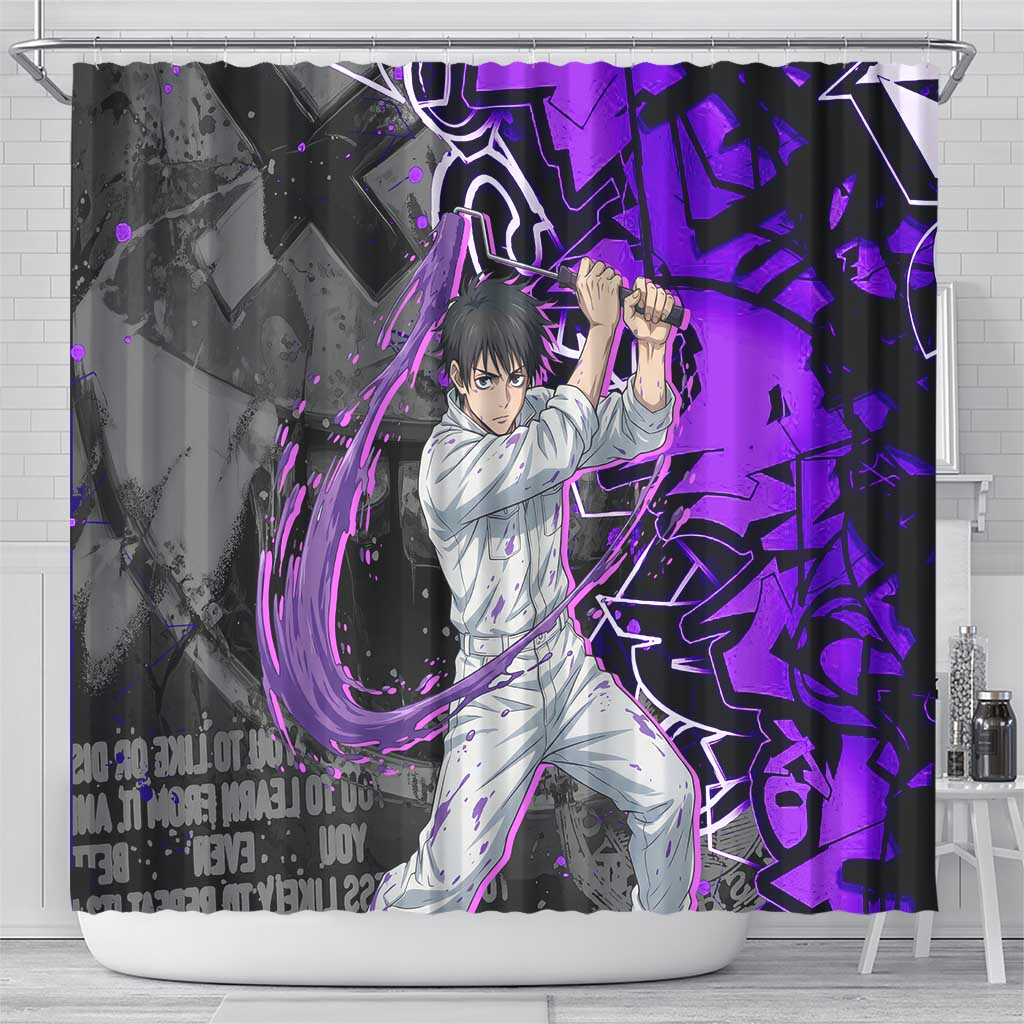 Yuta Okkotsu Jujutsu Kaisen Shower Curtain Neon Graffiti Anime Fusion