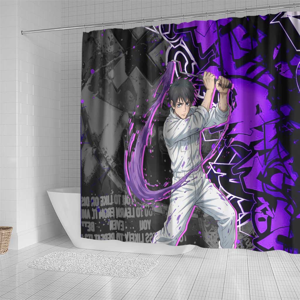 Yuta Okkotsu Jujutsu Kaisen Shower Curtain Neon Graffiti Anime Fusion