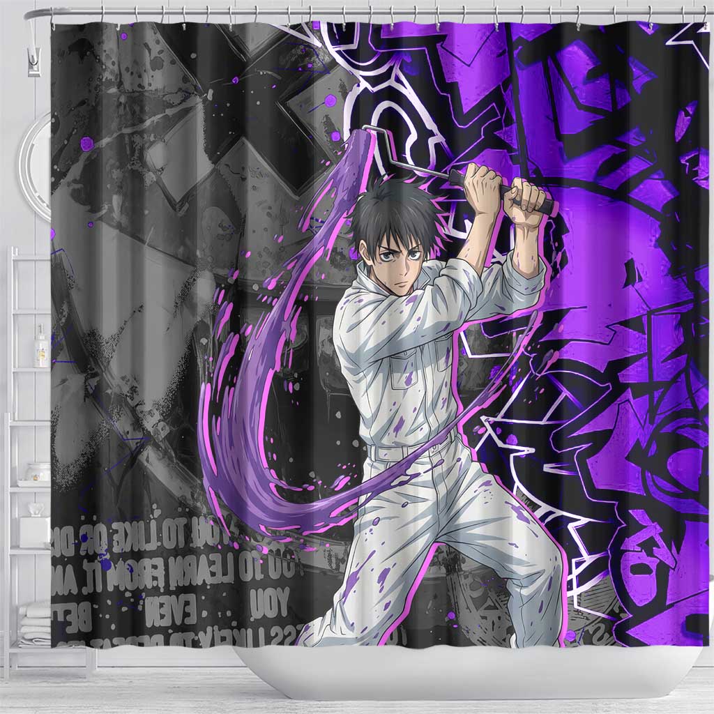 Yuta Okkotsu Jujutsu Kaisen Shower Curtain Neon Graffiti Anime Fusion