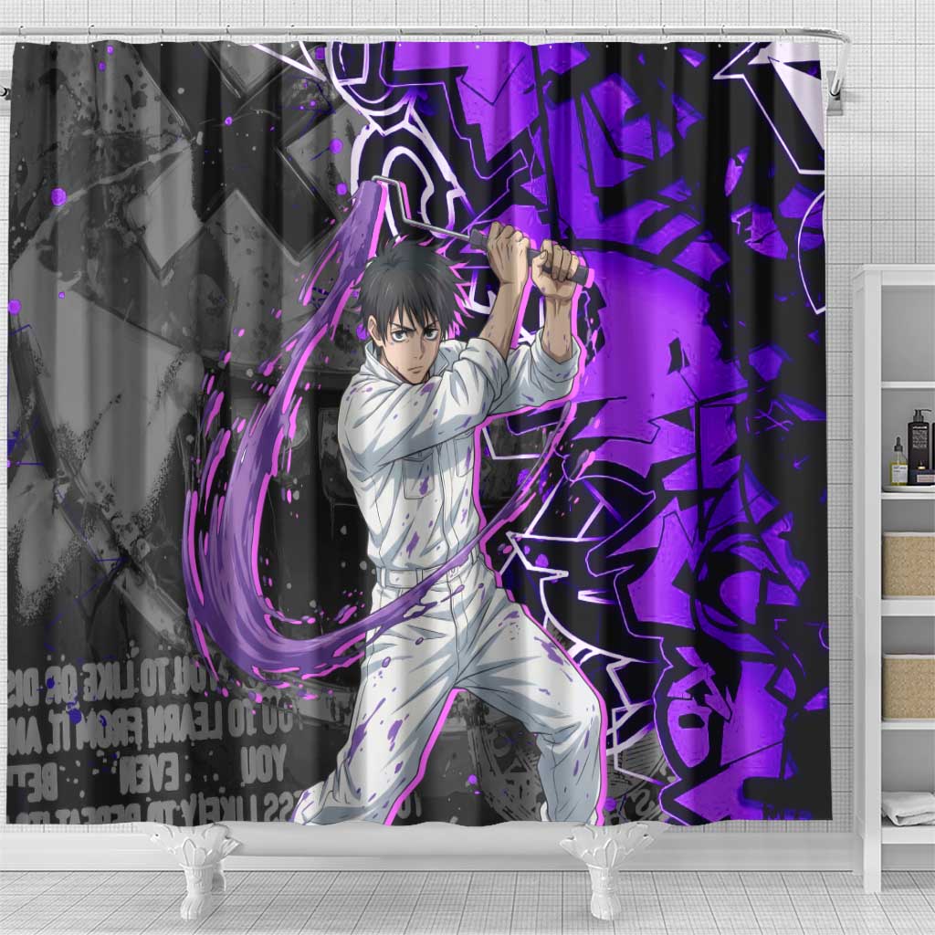 Yuta Okkotsu Jujutsu Kaisen Shower Curtain Neon Graffiti Anime Fusion
