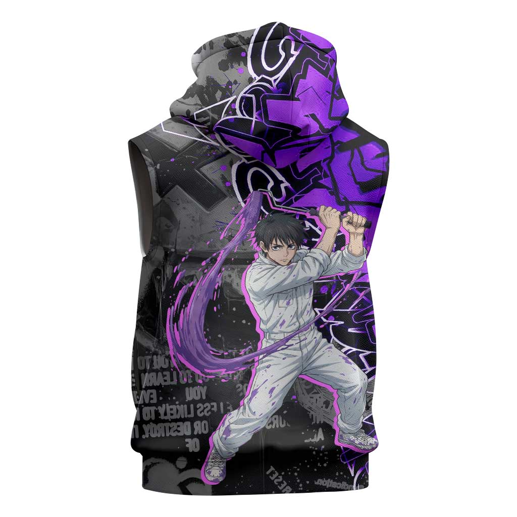 Yuta Okkotsu Jujutsu Kaisen Sleeveless Hoodie Neon Graffiti Anime Fusion