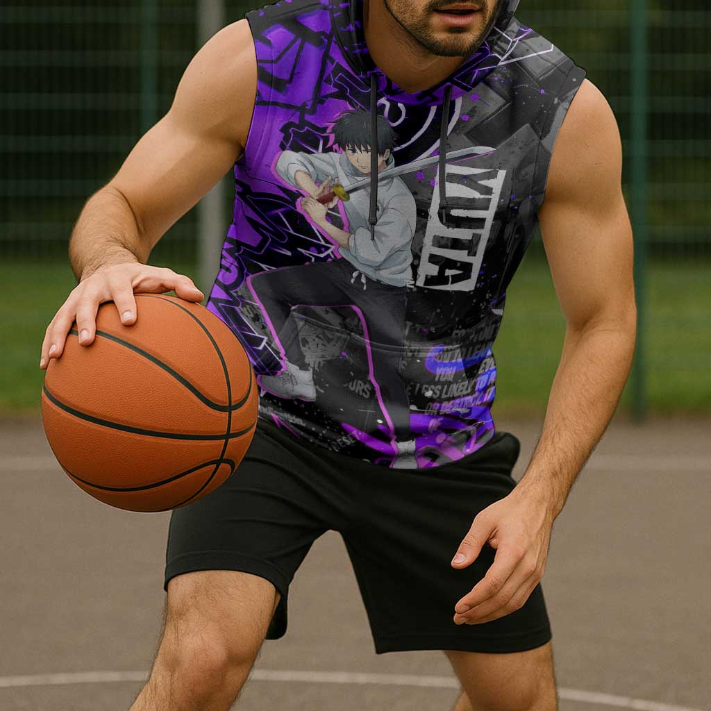 Yuta Okkotsu Jujutsu Kaisen Sleeveless Hoodie Neon Graffiti Anime Fusion