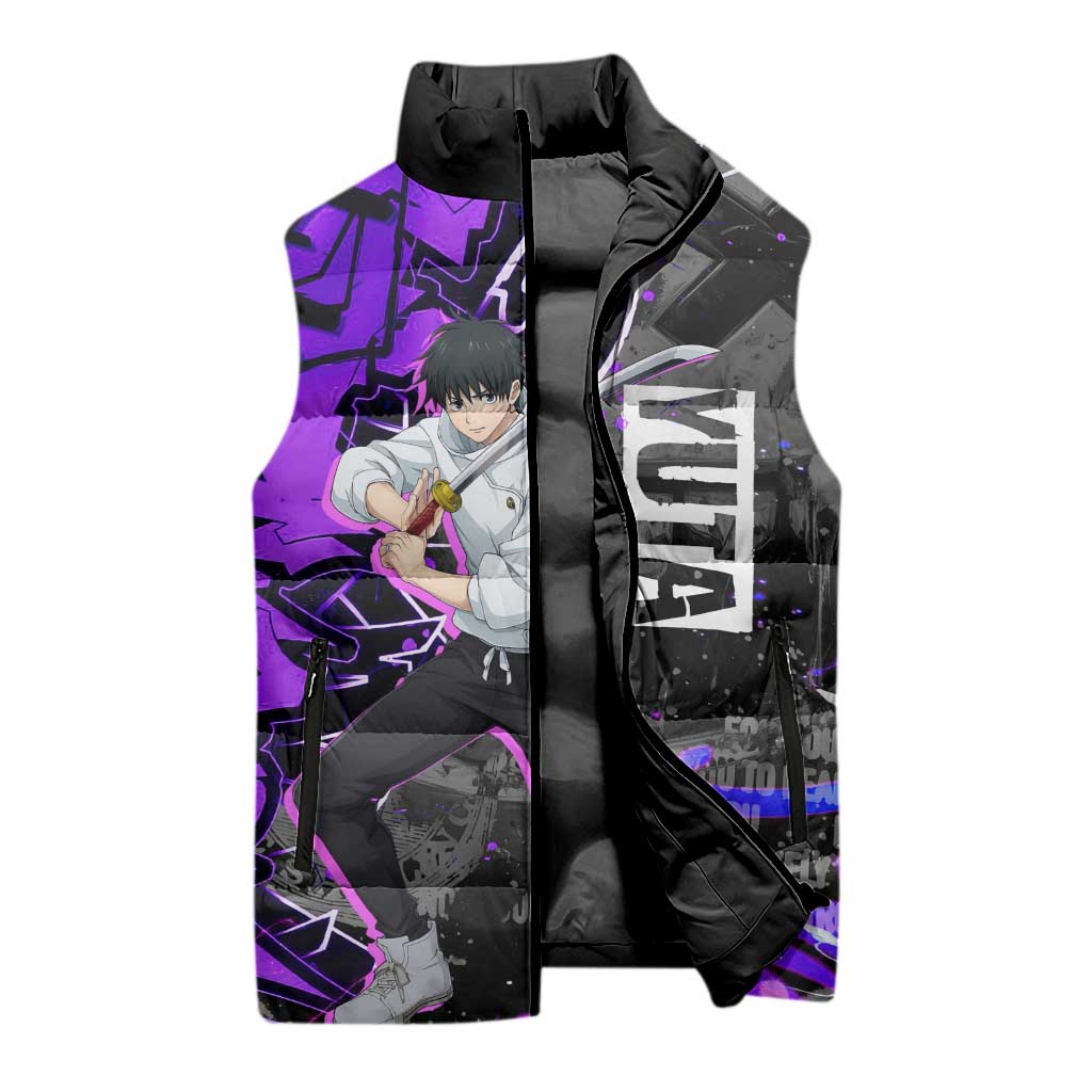Yuta Okkotsu Jujutsu Kaisen Sleeveless Puffer Jacket Neon Graffiti Anime Fusion