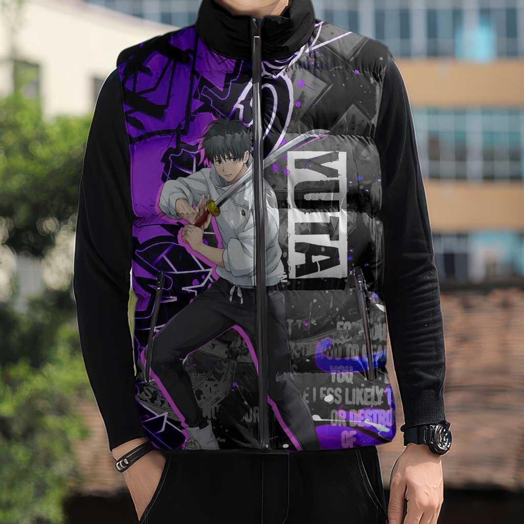 Yuta Okkotsu Jujutsu Kaisen Sleeveless Puffer Jacket Neon Graffiti Anime Fusion