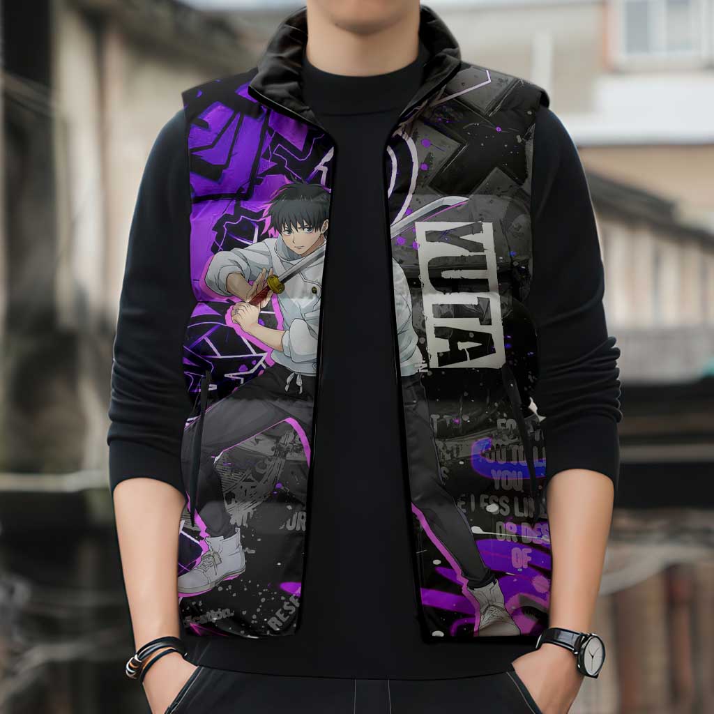 Yuta Okkotsu Jujutsu Kaisen Sleeveless Puffer Jacket Neon Graffiti Anime Fusion