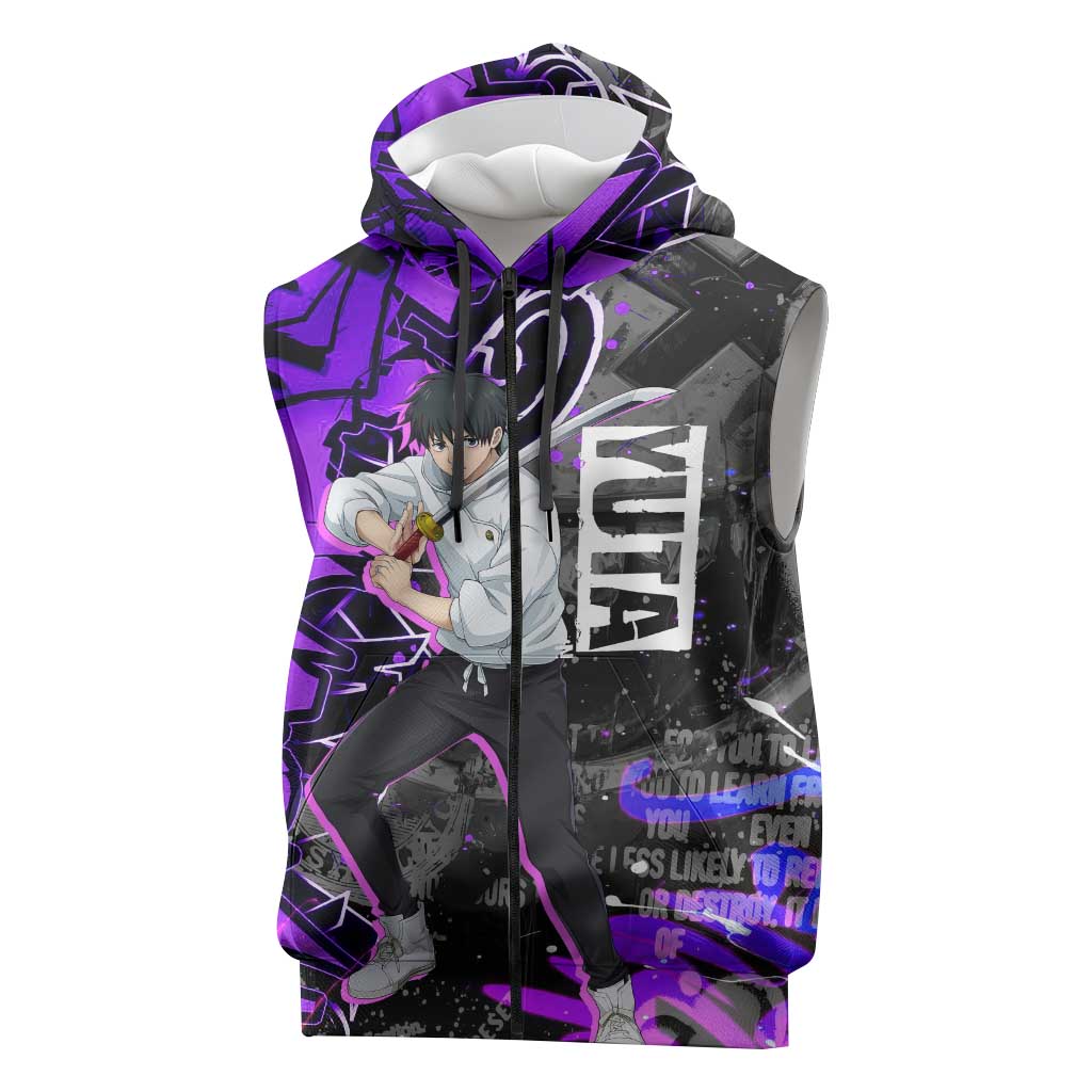 Yuta Okkotsu Jujutsu Kaisen Sleeveless Zip Hoodie Neon Graffiti Anime Fusion