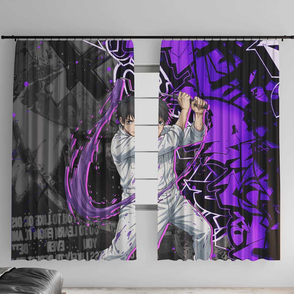 Yuta Okkotsu Jujutsu Kaisen Window Curtain Neon Graffiti Anime Fusion
