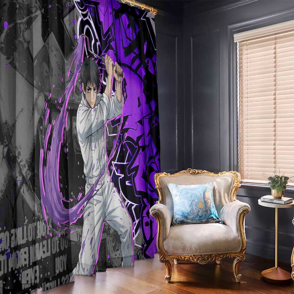 Yuta Okkotsu Jujutsu Kaisen Window Curtain Neon Graffiti Anime Fusion