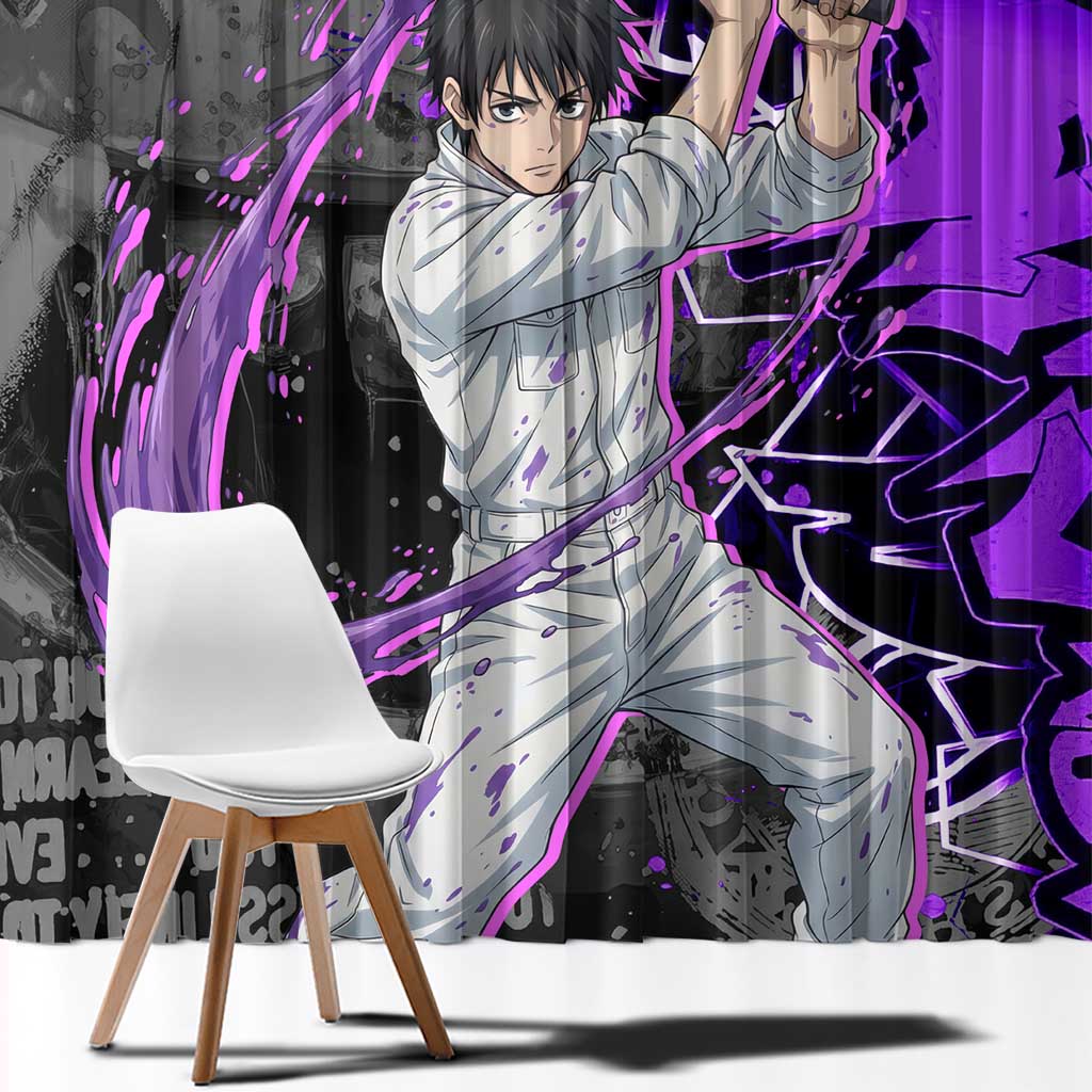 Yuta Okkotsu Jujutsu Kaisen Window Curtain Neon Graffiti Anime Fusion