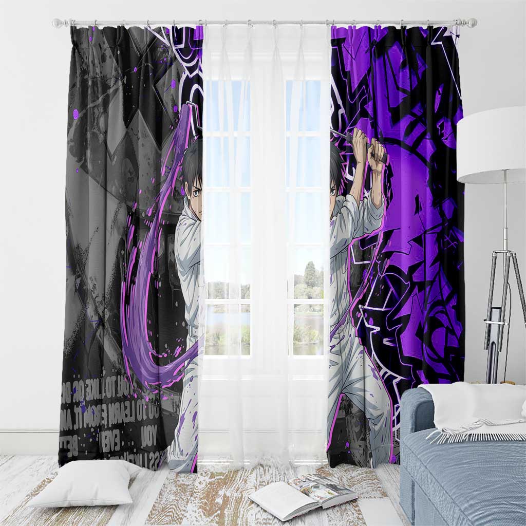Yuta Okkotsu Jujutsu Kaisen Window Curtain Neon Graffiti Anime Fusion