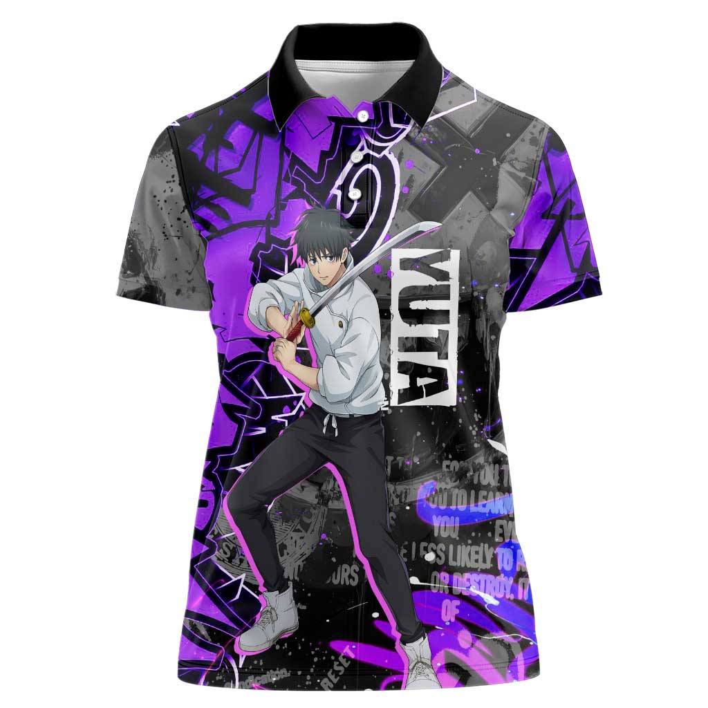 Yuta Okkotsu Jujutsu Kaisen Women Polo Shirt Neon Graffiti Anime Fusion