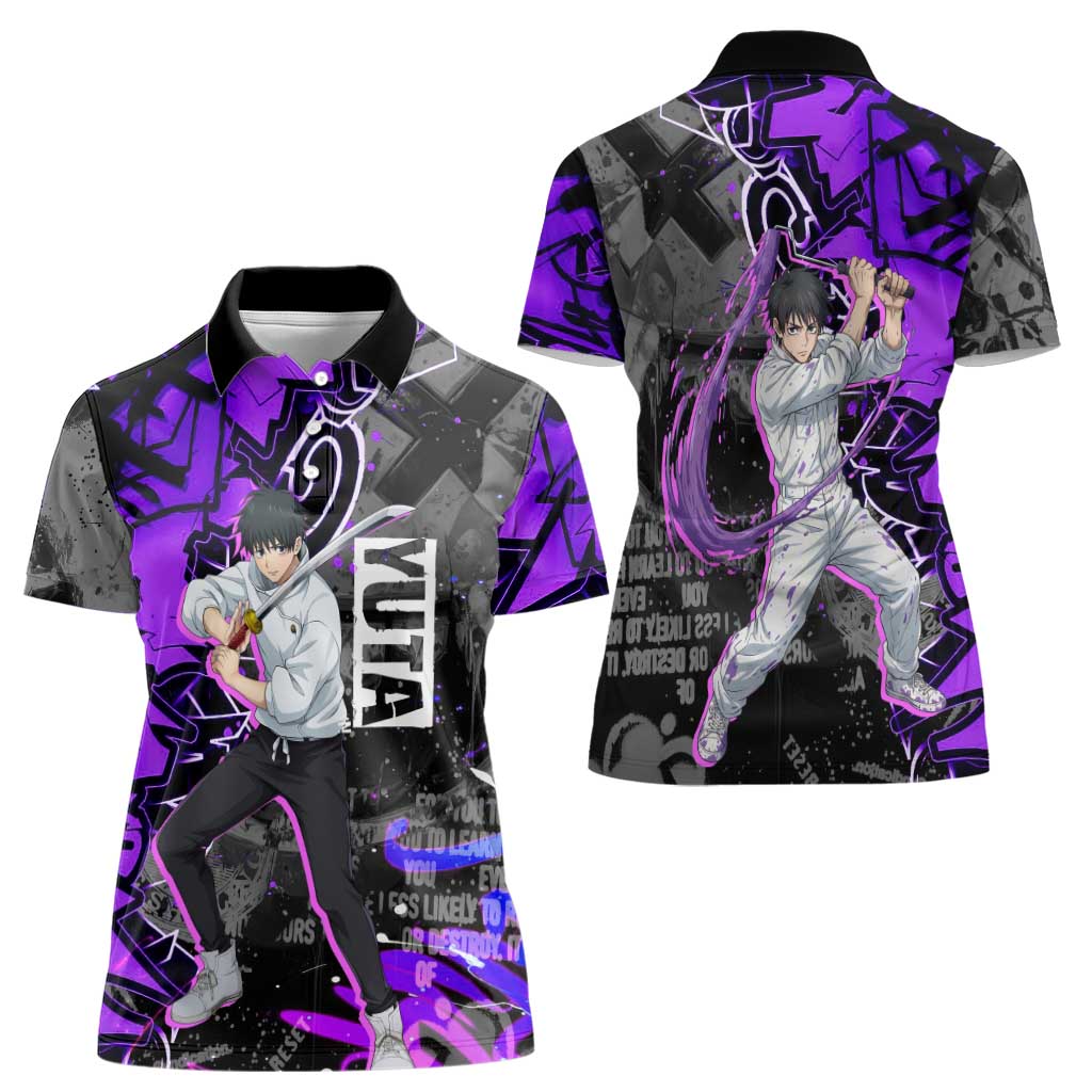 Yuta Okkotsu Jujutsu Kaisen Women Polo Shirt Neon Graffiti Anime Fusion